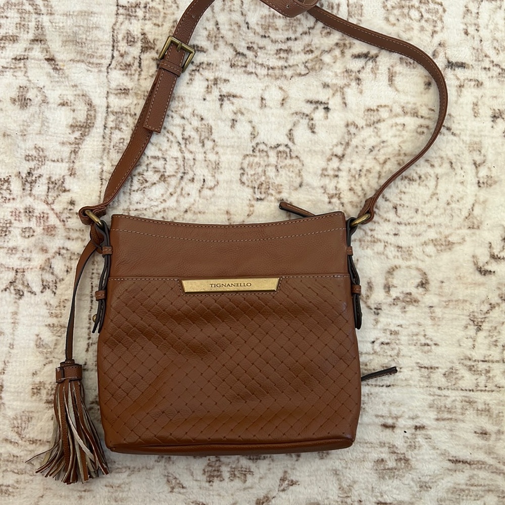 Tignanello cross body brown leather bag